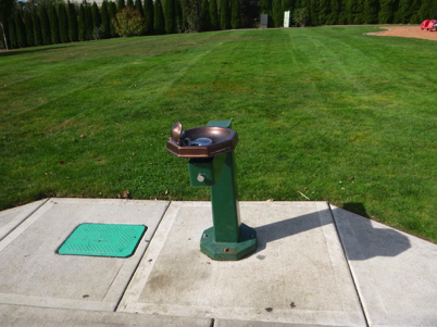 Drinking fountain on paved surface